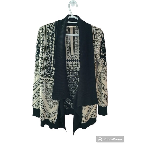 Staring at Stars Anthropologie Open Front Waterfall Knit Geometric Cardigan S - Picture 1 of 9
